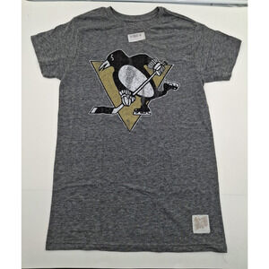 Pittsburgh Penguins Retro Brand Gray Tri-Blend Distressed Logo SS T-Shirt, S